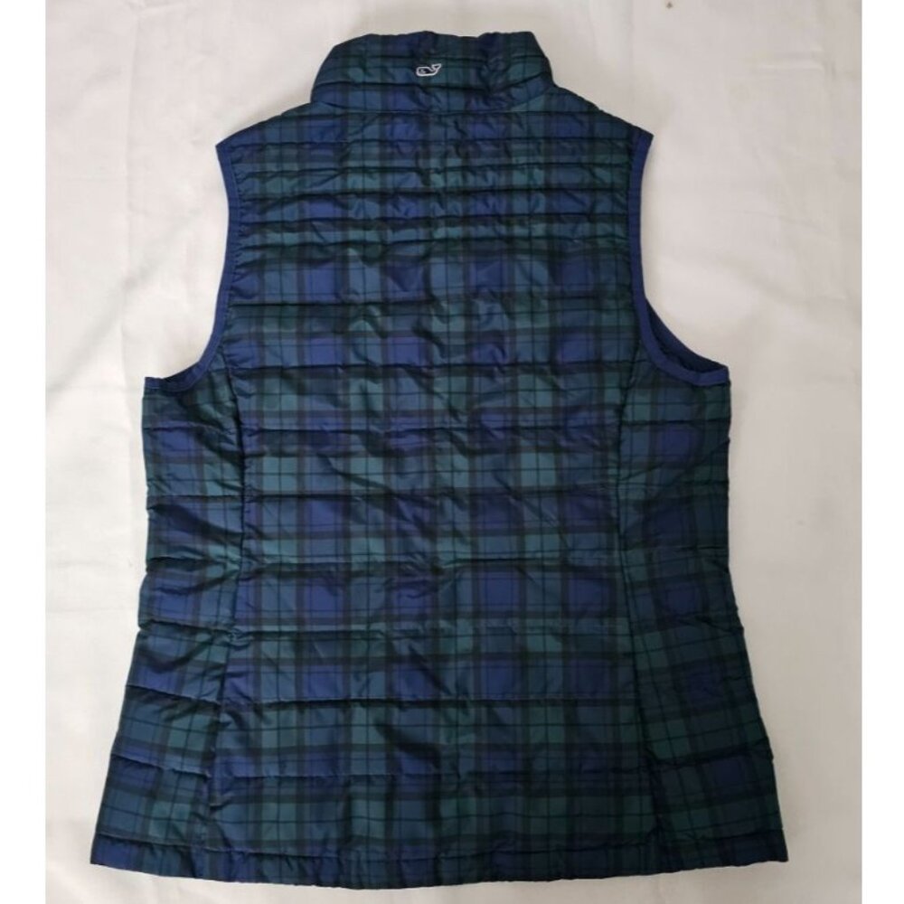Vineyard Vines Women's Blue Green Tartan Plaid‎ Puffer Vest Jacket Size Small - Picture 5 of 11